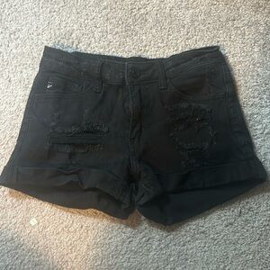 Black distressed Jean shorts